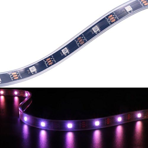 WIXURE WS2812B LED Strip Light Individually Addressable Programmable WS2811 Built-in 5050 RGB DC5V Dream Color LED Rope Light(3.2ft/1m 30leds/m Black PCB Waterproof IP67)