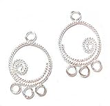 2 pcs .925 Sterling Silver Round Twist Chandelier Earring Wire Connector / Findings / Bright