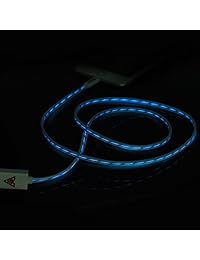 iasg [MFI] visible con luz LED plana cable Lightning a USB de carga para Apple iPhone 5S 6S iphonese iPad ipod 3.3ft (hasta 1 metro libras esterlinas, Blanco y azul