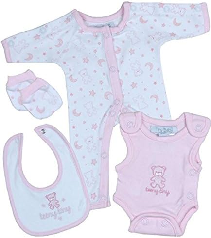 Bundle of Premature Baby Sleepsuit, Bodysuit, Mitten, Bib (Pink)
