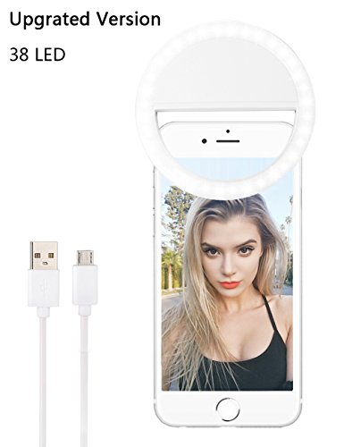 Lst selfie light rechargeable [38 led] dimmable clip ri…
