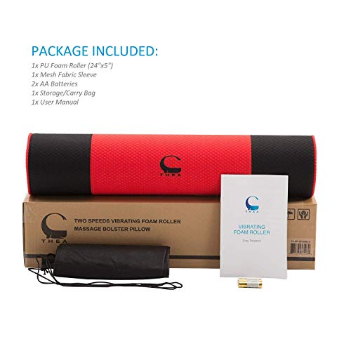 Kinelo THEA 24" Vibration Massage Bolster Pillow & Exercise Foam Roller with Free Carry Bag Red - Thumbnail 5