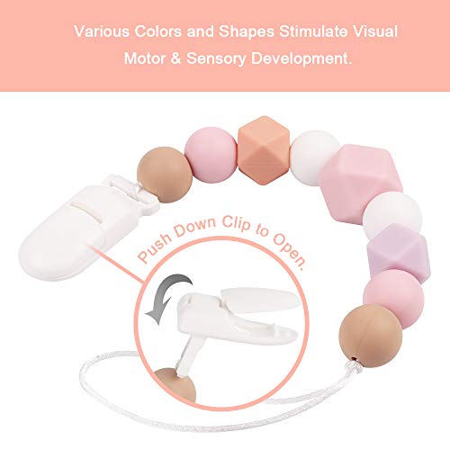 image for TYRY.HU Pacifier Clip Soother Chains for Baby Girls(2 Pack), BPA Free 