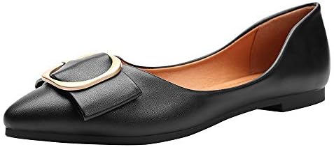 Meeshine Womens Classic Pointy Toe Ballet Flats Slip On Suede Flat Shoes
