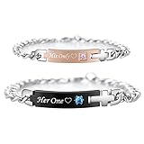 AmorFeel His Only Her One Stainless Steel Matching Bracelets for Couple