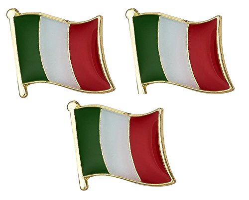 Set of 3 x Flag of Italy Badge Italian Flag Pin Badges