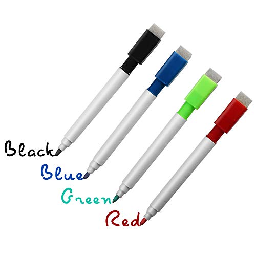 Airnogo 12 Pieces Magnetic Dry Erase Markers Big Capacity Pencil Pen Case and A Magnetic Eraser for home kitchen fridge Dry Erase Whiteboard School and Office Whiteboard