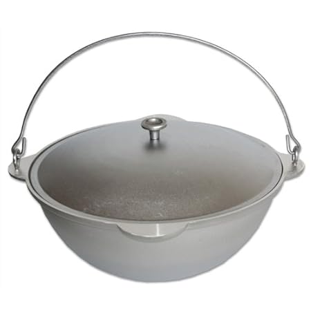 Gulaschkessel mit Griff 9 Liter Kazan Kasan Tatarskij Campingtopf Aluguss Wok Feuertopf