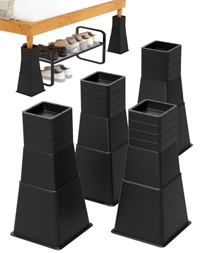 GooFurnit 12 Inches Bed Riser, Heavy Duty Adjustable Furniture Riser ...