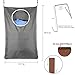 BESEGO Door Hanging Laundry Hamper Bag, Space Saving Wall Hanging Laundry Basket Laundry Bag with 2 PCs Door Hooks and 2 PCs Suction Hooks, Large Size Laundry Nook for Home or College (Grey)