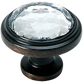Cosmas 5 Pack 5317ORB-C Oil Rubbed Bronze Glass Knob 1-1/4 Inch Diameter | Crystal Glass Knob Design | 1-1/8" Projection | Traditional Style | Kitchen, Bathroom &amp; Dresser Hardware