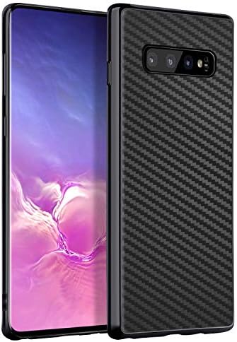 Neotronix - Complete Carbon Fibre Back Textured Slim TPU Cover Case for Samsung Galaxy S10 (Black)
