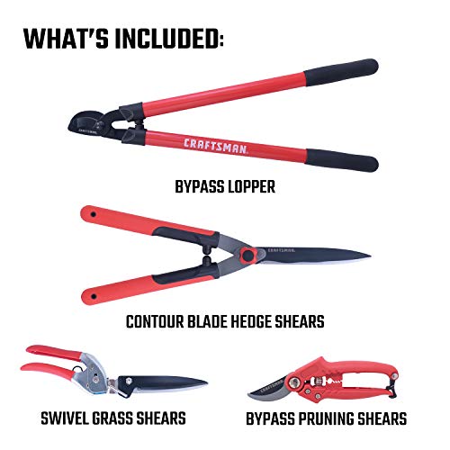 CRAFTSMAN CMXMKIT0160 Lopper, Wavy Blade Hedge Swivel Grass 4Piece