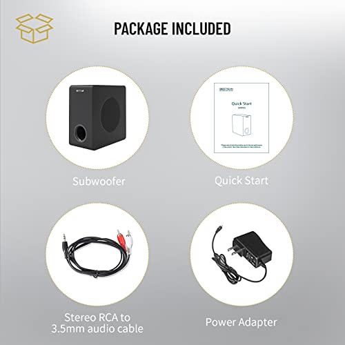 BESTISAN Powered Subwoofer, 6.5" Active Home Audio Subwoofer in Compact