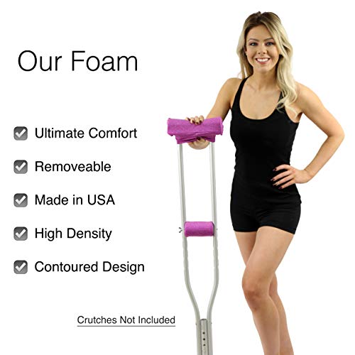 Crutcheze Premium USA Made Crutch Pad and Hand Grip Covers | Comfortable Underarm Padding Washable Breathable Moisture Wicking Orthopedic Products Crutches Accessories (Pink Heather)