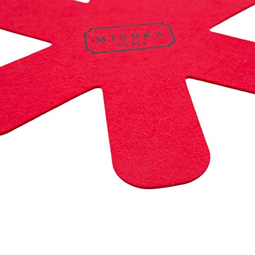 MISHKA Home Pot Pan Protectors for Stacking (P3RED) Plush Thick