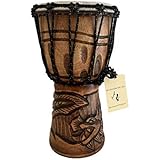 Djembe Drum Solid Wood Deep Carved Bongo Congo African Drum - 12