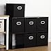 Housen Solutions Storage Bins - Collapsible Storage Cube Organizer, Nonwoven Basket Container Fabric Drawers Set of 6, Black 12”, Dual Plastic Handles