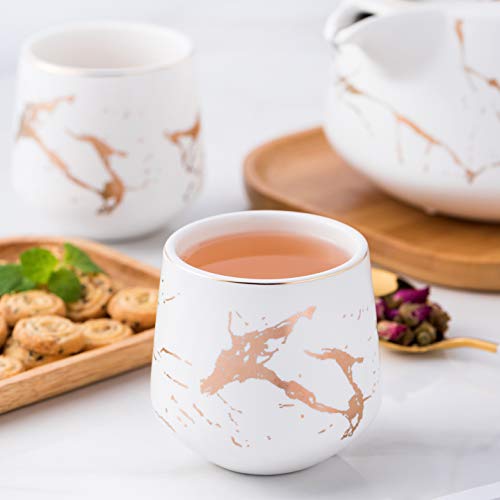 Tea Pot Set Jusalpha Marble Porcelain Teapot Set With Infuser,