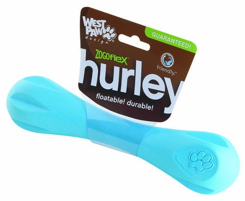 West Paw Zogoflex Hurley Durable Dog Bone Chew Toy for Aggressive Chewers, 100% Guaranteed Tough, It Floats!, Made in USA, Large, Aqua