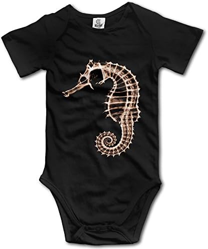 Tight Skull Seahorse X-ray Skeleton Skull Vector Cute Unisex Short Sleeve Baby Bodysuit