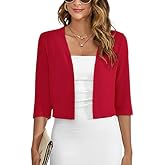 Heymoments Women's Thin Shrugs 3/4 Sleeve Lightweight Cropped Tops Open Front Cardigan for Dress