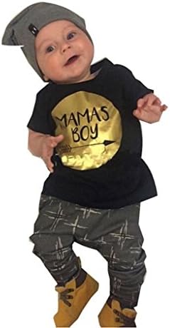 Summer Baby Boy Mamas BOY Printed T-Shirt+Pants 2pcs Clothes Set