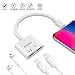 DPKIKO Compatible Headphone Adapter & Splitter IP 7/7 8/8 Plus/X, Dual 8 Pin Jack Aux Audio and Charging and Calling and Sync Cable Connector Earphone Charger, White