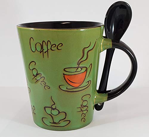 4 Set of Coffee Mugs and Stirring Spoons