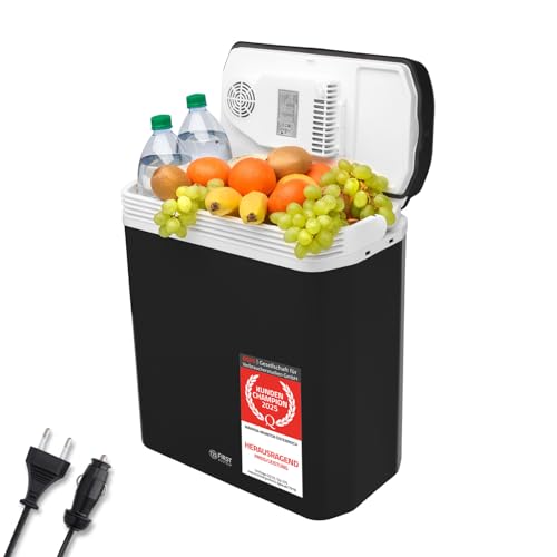 TZS First Austria - Kühlbox 24L elektrisch 12V 230V Anschluss für Auto & Steckdose - Thermoelektrische Cool Box kühlt & wärmt - Mini Kühlschrank mit G