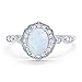 Blue Apple Co. Art Deco Antique Style Wedding Engagement Ring Oval Round Simulated Cubic Zirconia 925 Sterling Silver