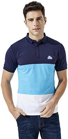 YIDI Polo Shirt for Men Short -Contrast Color Stitching Casual T-Shirt