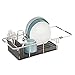 mDesign Modern Expandable Adjustable Over-Sink Dish Drainer - Kitchen Organizing Center - Drain and Dry Wine Glasses, Silverware, Bowls and Dishes - Aluminum - Silver/Smoke Gray