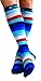 Compression Socks for Men & Women - BEST Graduated Athletic Fit for Running, Nurses, Shin Splints, Flight Travel, & Maternity Pregnancy - Boost Stamina, Circulation & Recovery (Cool Stripes, L/XL)