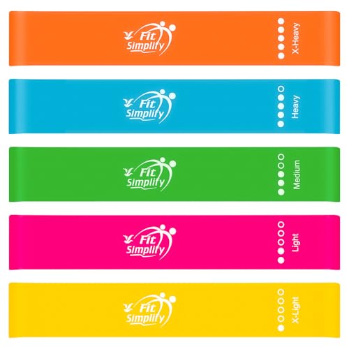 Fit Simplify 10 Inch Resistance Loop Exercise Bands, Set of 5, Assorted Colors