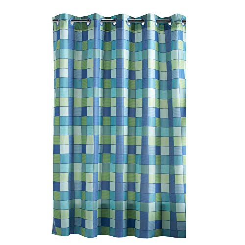 Seashell RBH14FC243 Hookless PEVA Shower Curtain Blue Gray Shower