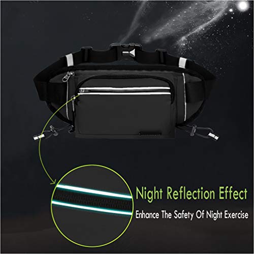 Reflective Run Running Pouch Belt Belts Bag Mens Gym Fanny Waist Pack Packs Waterproof Jogging Phone Workout Small Bags to Exercise Water Holder Light For Hiking Men Accessories Women Iphone Lake Blue
