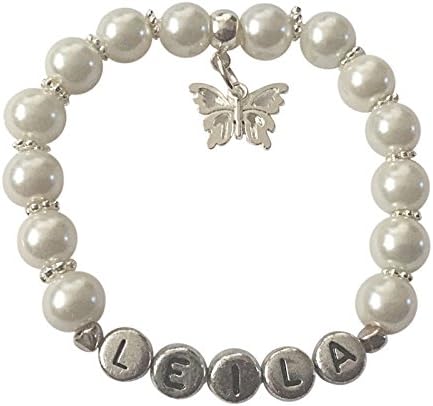 Girls Personalised Name Bracelet Gift with Butterfly Family or Wedding Charm Daughter Granddaughter Goddaughter Cousin Little Sister Flower Girl Bridesmaid Gifts At Dawn