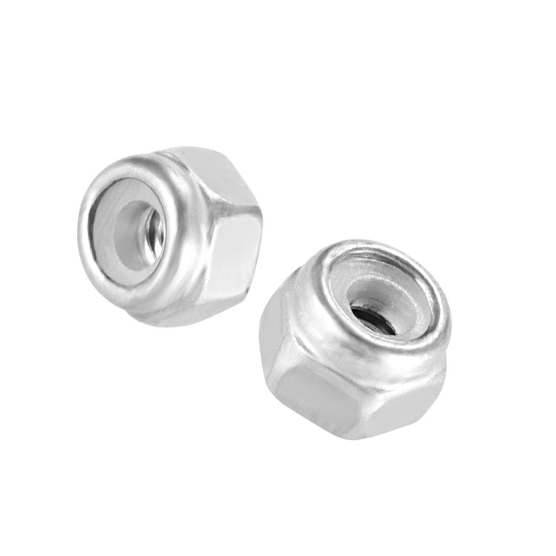 Boxonly Hex Lock Nuts for Machinery Industry Home Appliances Stainless Steel Nylon Insert Self-Locking Nuts for Fasteners Anti-Loose Locknuts M2 x 0.4mm 20pcs