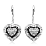 10k White Gold Diamond Heart Earrings 