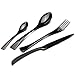 Adier-life Flatware Set, Stainless Steel Black Coated Cutlery Set with Mirror Finish for 1 person, Ideal for Gift (4 Pieces)