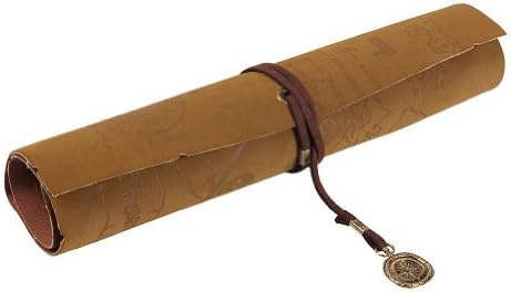 LifeJoy Retro Vintage Pirate Treasure Map Pattern Roll Up PU Leather Pencil Case Bag Holder Pouch Carrier Cosmetic Makeup Pouch(Compass)