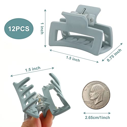 12 PCS Hair Claw Clips，Mini Hair Clips for Women Girls，Mini square hair claw clips, Rectangle Hair Jaw Clips, Non-slip Banana Clips Barrettes for Thin/ Medium Hair