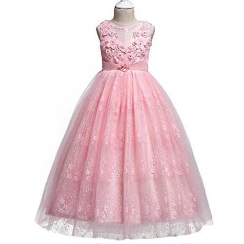 Huanqiue girl floor length pageant bridesmaid dress tul…