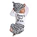 FEITONG Newborn Infant Baby Boy's Print Romper Tops+Long Pants +Hat (3-6 Months, Black #2)