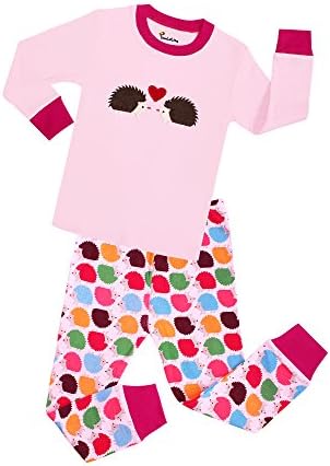 SMHONG Cartoon Hedgehog Kids Pajamas Sets Girl Pjamas Children Long Sleeve 100% Cotton Sleepwear Size 2-8 Years (3-4Years)