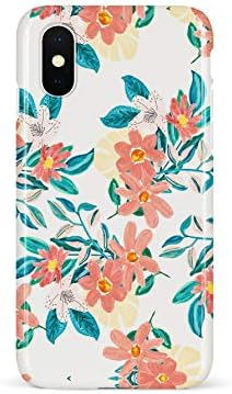 HolaStar Case for iPhone Xs MAX, Pretty Pink Yellow Floral Green Leaves Design Soft Silicone Cover