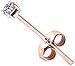 FANTOM 0.25 Ct Total Weight 3mm Mini Rose Gold 925 Sterling Silver Cubic Zirconia Round Stud Earrings