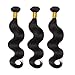 JINREN Brazilian Virgin Hair Body Wave Hair Weave 3 Bundles Full Head Set Unprocessed Virgin Human Hair Weave Natural Black 10-28inch (18inch 20inch 22inch)