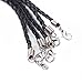 BIHRTC Pack of 50 Black DIY Leather Plaited Cords Ropes with Lobster Clasps Extended Chain for Charms Bracelets Jewelry Making
